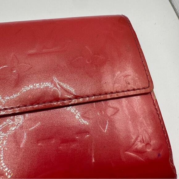 Louis Vuitton Monogram Vernis Porte Feuille Sarah Long Bifold Wallet Red 7.5 x 4 - Picture 6 of 14